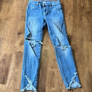 Old Navy Distressed Ballerina Blue Kids Jeans with Adjustable Waist